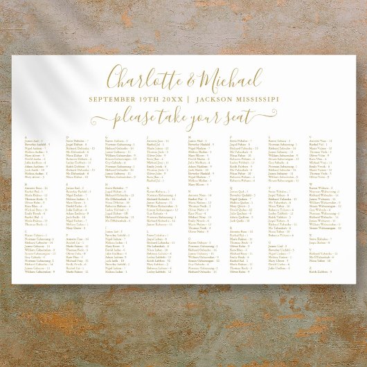 Poster Carte de siège Mariage Chic Gold 300 Names