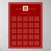 Poster Carte de siège Mariage chinois Red Double Happines (Devant)