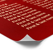 Poster Carte de siège Mariage chinois rouge blanc (Coin)