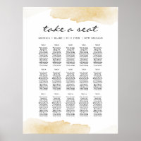 Carte de siège Mariage couleur aquarelle jaune NOL