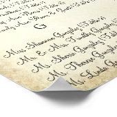 Poster Carte de siège Mariage damassé Feuille de coeur ro (Coin)