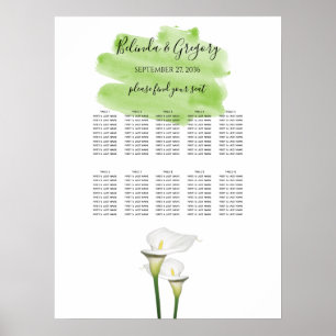 Poster Carte de siège Mariage d'aquarelle Calla Lilies
