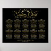 Poster Carte de siège Mariage de 10 tables Gold & Black (Devant)