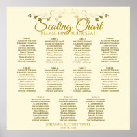 Carte de siège Mariage de 11 tables Gold & Cream S