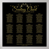Poster Carte de siège Mariage de 12 tables Gold & Black (Devant)