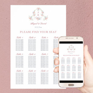 Poster Carte de siège Mariage de cadre Pastel Peonies