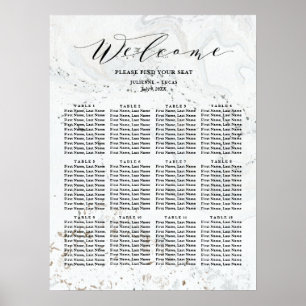 Poster Carte de siège Mariage de calligraphie Noir