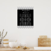 Poster Carte de siège Mariage de calligraphie noir et bla (Cuisine)