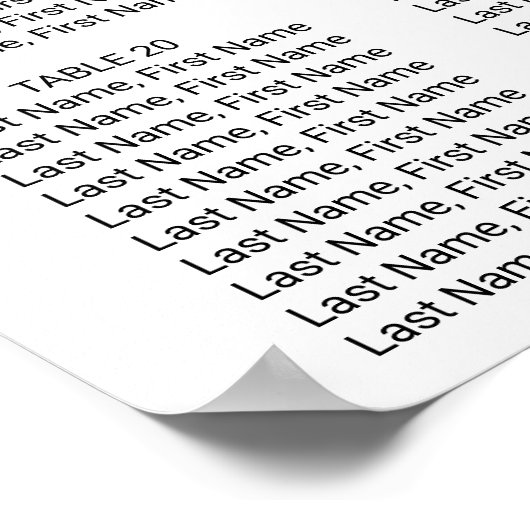 Poster Carte de siège Mariage de calligraphie or simple (Coin)