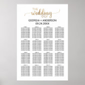 Poster Carte de siège Mariage de calligraphie or simple (Devant)