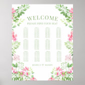 Poster Carte de siège Mariage de couronnes florales rose  (Devant)