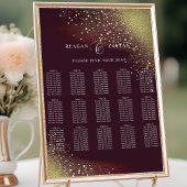 Poster Carte de siège Mariage de Crimson profonde de nuit