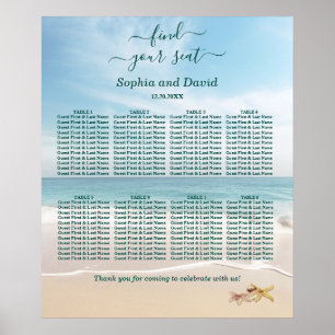 Poster Carte de siège Mariage de destination Voyage Kauai