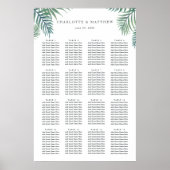 Poster Carte de siège Mariage de feuillage tropical (Devant)