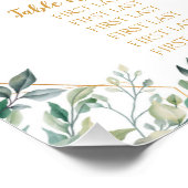 Poster Carte de siège Mariage de feuille d'or géométrique (Coin)