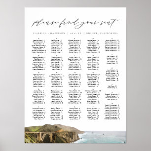 Poster Carte de siège Mariage de la ligne Skyline BIG SUR