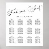 Poster Carte de siège Mariage de script simple en noir mo (Devant)