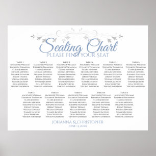 Poster Carte de siège Mariage de table Blue Grey Chic 11