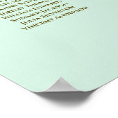 Poster Carte de siège Mariage de table Mint Green & Gold (Coin)