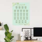 Poster Carte de siège Mariage de table Mint Green & Gold (Bureau à domicile)