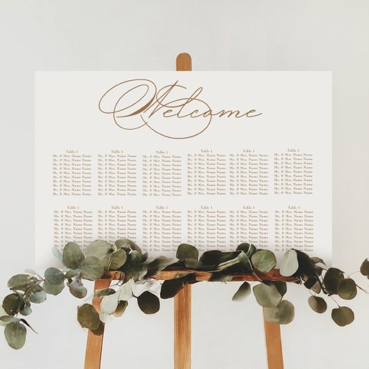 Poster Carte de siège Mariage de typographie de luxe