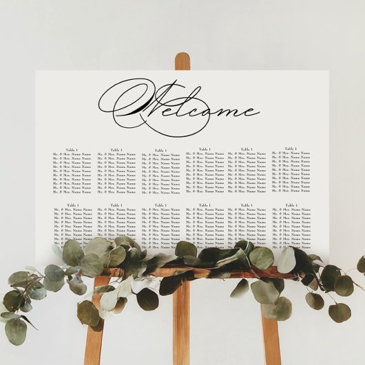 Poster Carte de siège Mariage de typographie de luxe