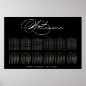 Poster Carte de siège Mariage de typographie de luxe (Devant)