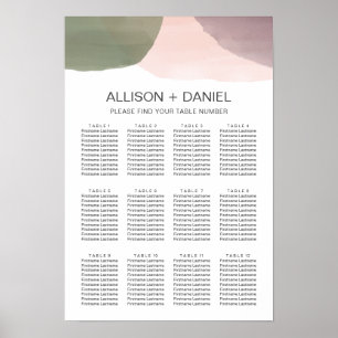 Poster Carte de siège Mariage des cercles d'aquarelle mod