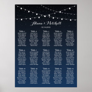 Poster Carte de siège Mariage des étoiles bleues de la Ma