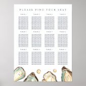 Poster Carte de siège Mariage d'huître d'aquarelle côtièr (Devant)