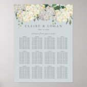 Poster Carte de siège Mariage Dusty Blue Hydrangea (Devant)
