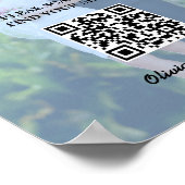 Poster Carte de siège mariage Dusty Blue QR Code photo (Coin)