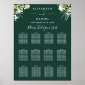 Poster Carte de siège Mariage Emerald Floral Greenery (Devant)