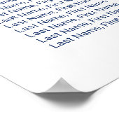 Poster Carte de siège Mariage en calligraphie simple bleu (Coin)