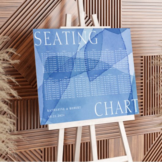 Poster Carte de siège Mariage en forme d'aquarelle modern