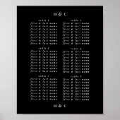 Poster Carte de siège Mariage en Onyx noir moderne Premiu (Devant)