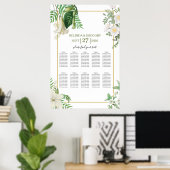 Poster Carte de siège Mariage en or vert blanc (Bureau à domicile)