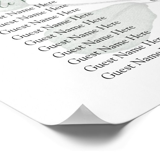 Poster Carte de siège Mariage Eucalyptus (Coin)