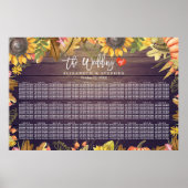 Poster Carte de siège mariage Feuilles d'automne Bois Cit (Devant)