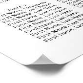 Poster Carte de siège Mariage floral bleu (Coin)