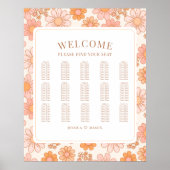 Poster Carte de siège Mariage Floral Retro Orange Daisy (Devant)