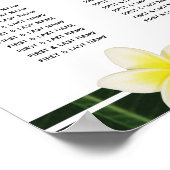 Poster Carte de siège Mariage Frangipani Jaune Plumeria (Coin)