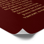 Poster Carte de siège Mariage Gold & Auburn Brown 8 table (Coin)