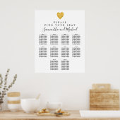 Poster Carte de siège Mariage Gold Foil Heart 10 tables (Cuisine)