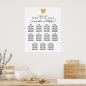 Poster Carte de siège Mariage Gold Foil Heart 11 tables (Cuisine)