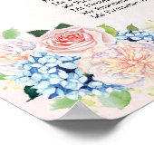 Poster Carte de siège mariage Hydrangea rose Floral (Coin)
