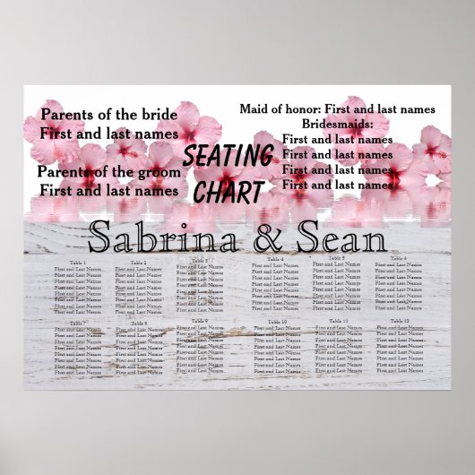 Poster Carte de siège mariage Mélangée demi-et demi-conce (Devant)