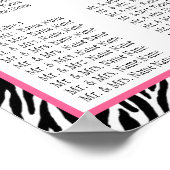 Poster Carte de siège Mariage modèle Zebra Rose (Coin)