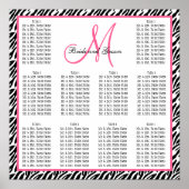 Poster Carte de siège Mariage modèle Zebra Rose (Devant)