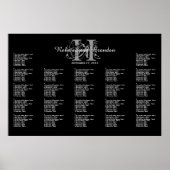 Poster Carte de siège Mariage Monogramme noir et blanc (Devant)